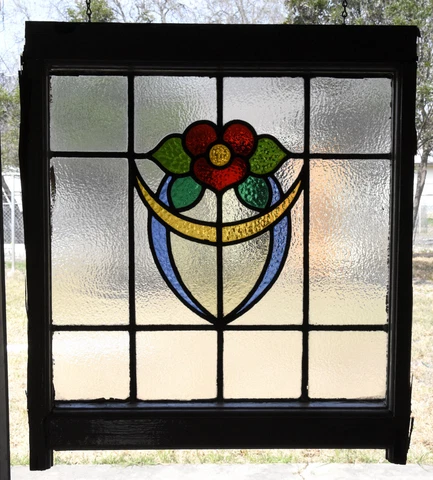Antique Square Stained Glass Window Pairs thumbnail