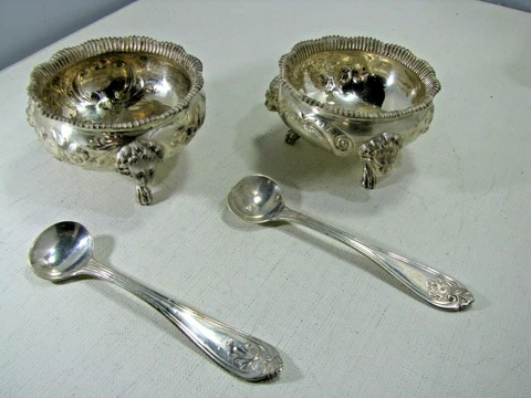 Antique Victorian Silver Salt Cellars thumbnail