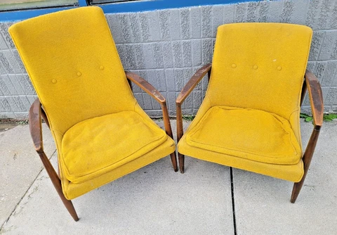Antique Walnut Lounge Chairs thumbnail