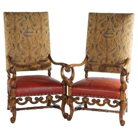 Antique Walnut Throne Chairs thumbnail