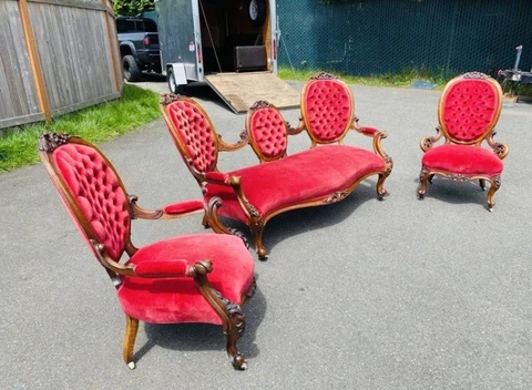 Antique Wood Sofa Sets thumbnail