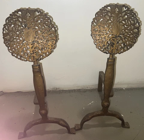 Antique Wrought Iron Andirons thumbnail